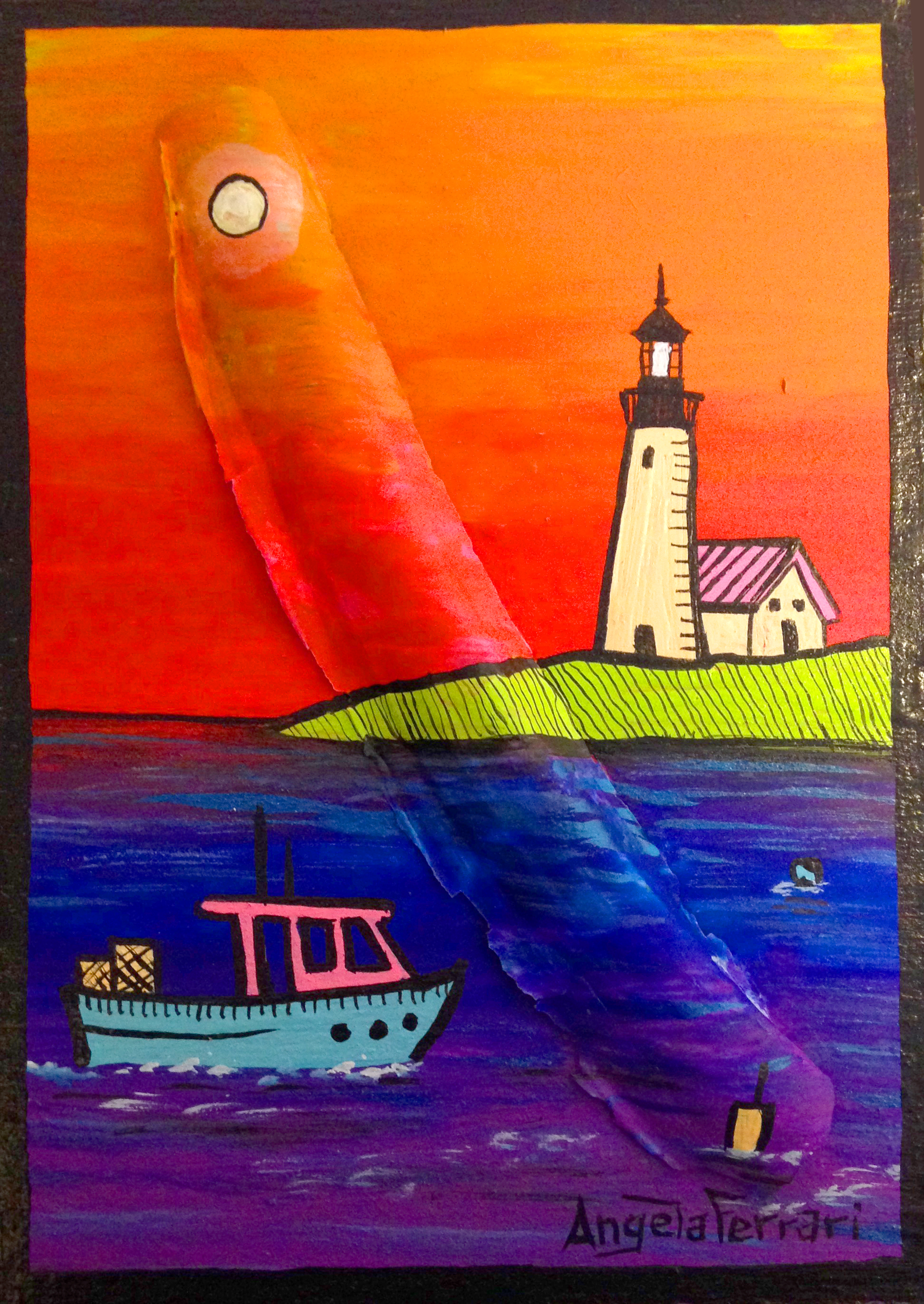 Lighthouse & Lobster Boat